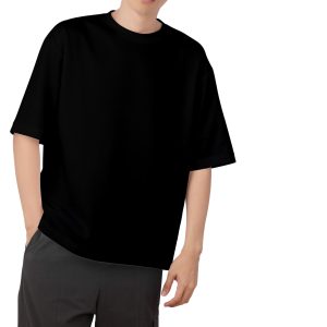 Premium Blank Drop Shoulder-Lycra Fabric-Black