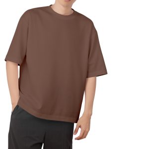 Premium Blank Drop Shoulder-Lycra Fabric-Coffee
