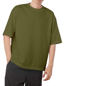 Premium Blank Drop Shoulder-Lycra Fabric-Olive
