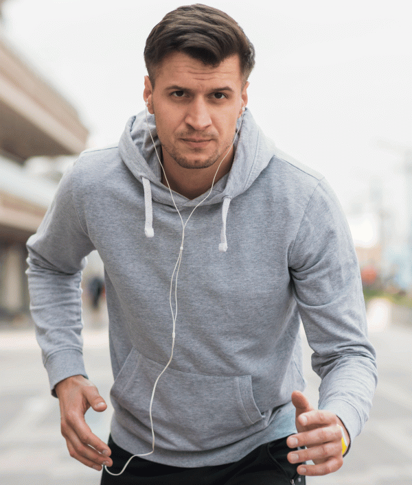 Basic Hoodie For Mens-Grey