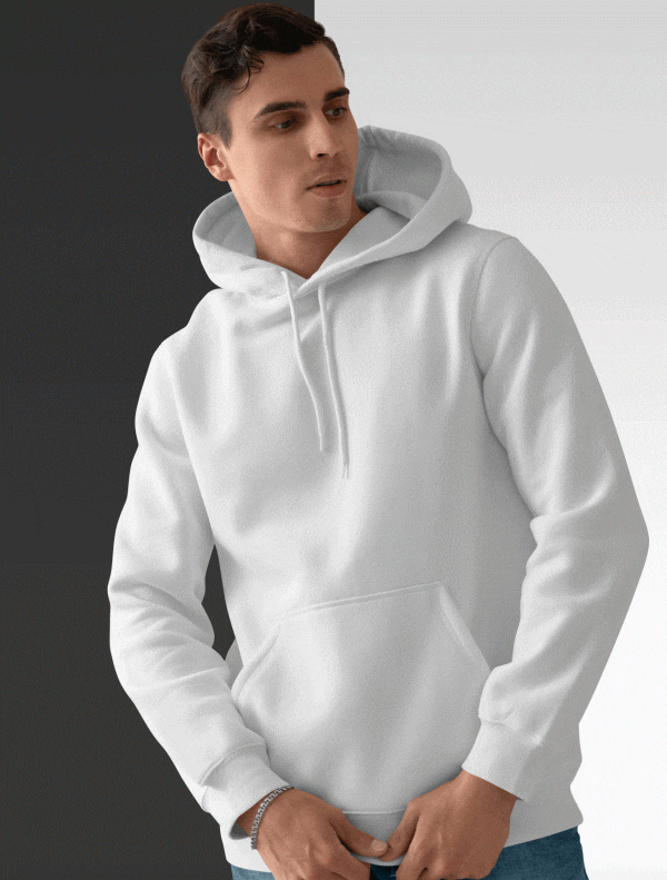 Basic Hoodie For Mens-White