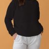 Drop Shoulder Hoodie For Girls-Black