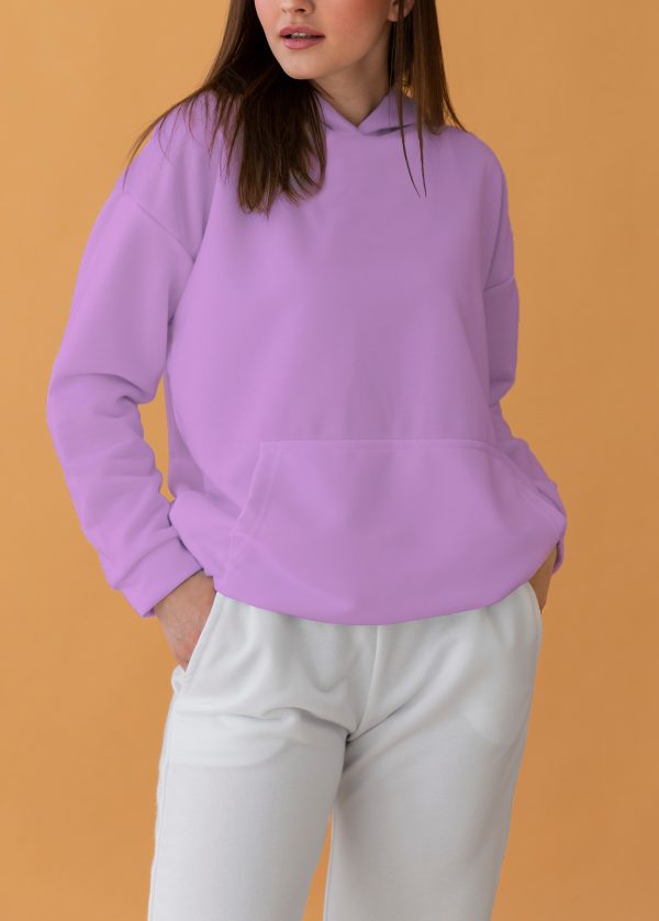 Drop Shoulder Hoodie For Girls-Levender