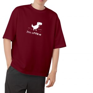 I'm Offline Drop Shoulder-Maroon