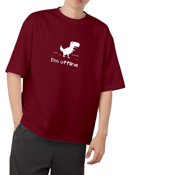 I'm Offline Drop Shoulder-Maroon