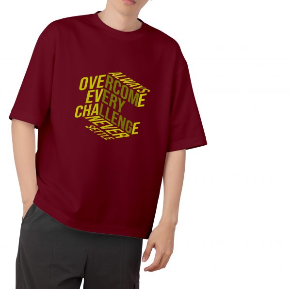 Overcome Every Challenge Drop Shoulder-Maroon