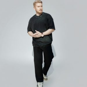 Acid Wash Drop Shoulder-Black