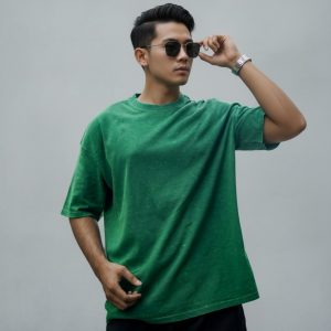 Acid Wash Drop Shoulder-Green